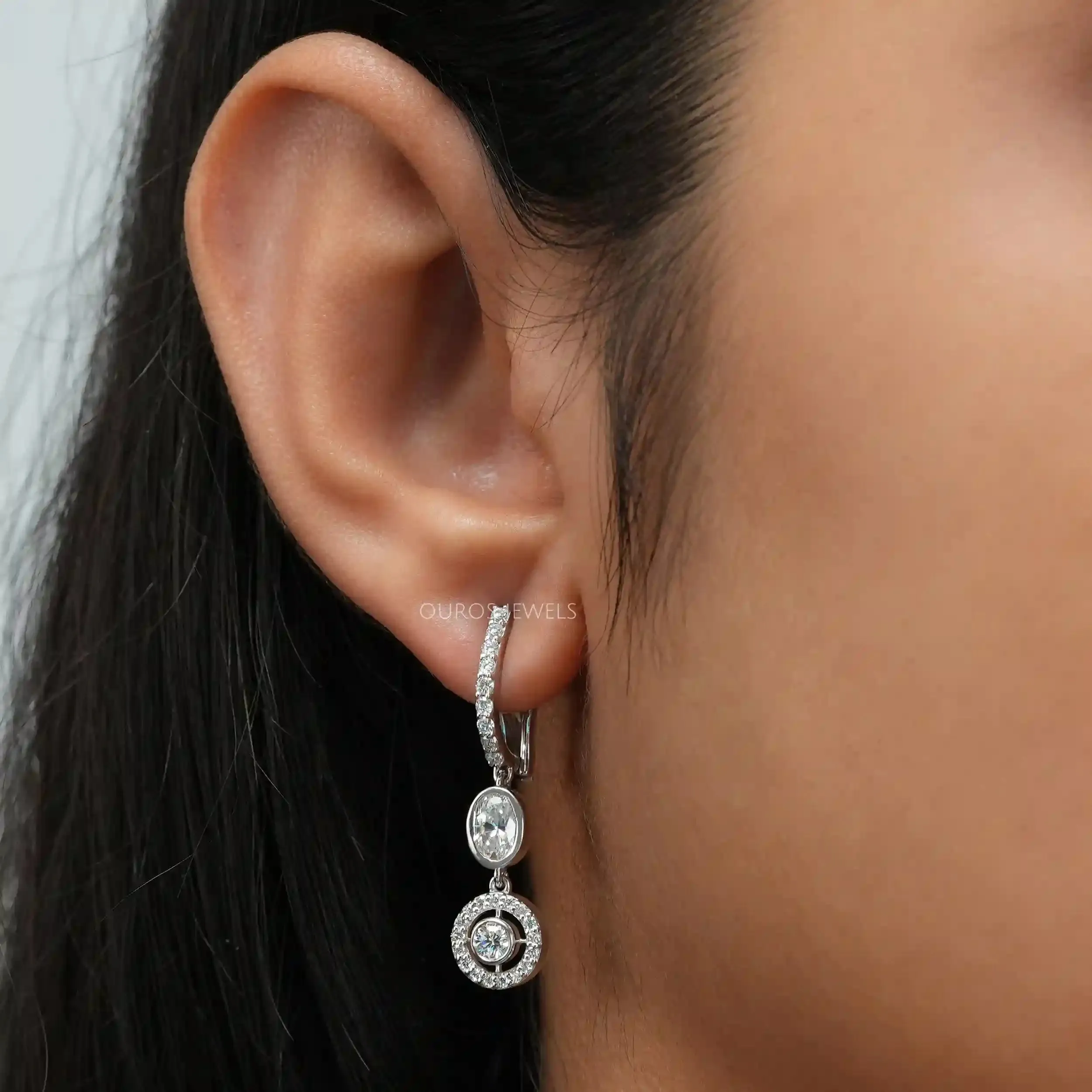 Round Cut Lab Grown Diamond  Lever Back Earrings