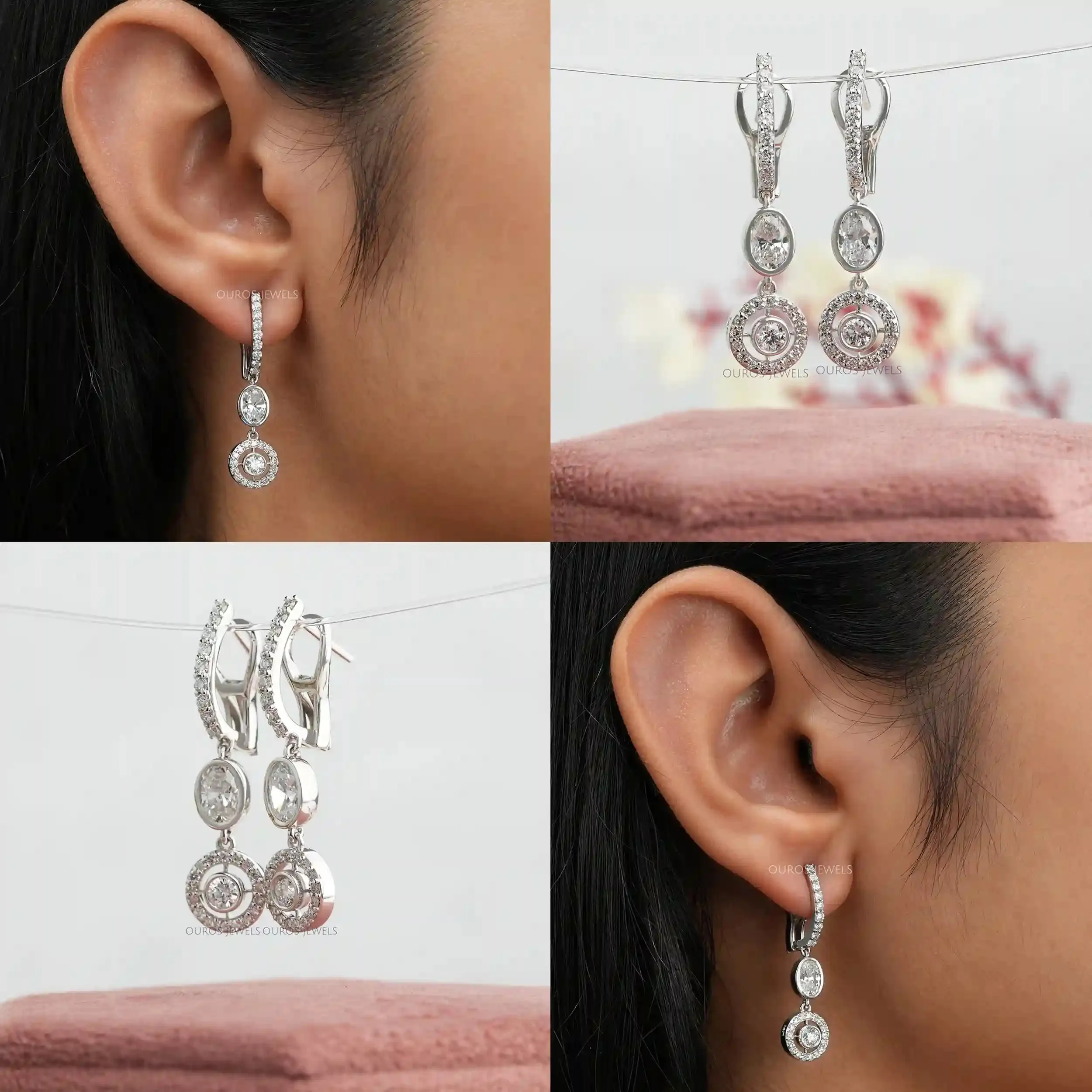 Round Cut Lab Grown Diamond  Lever Back Earrings