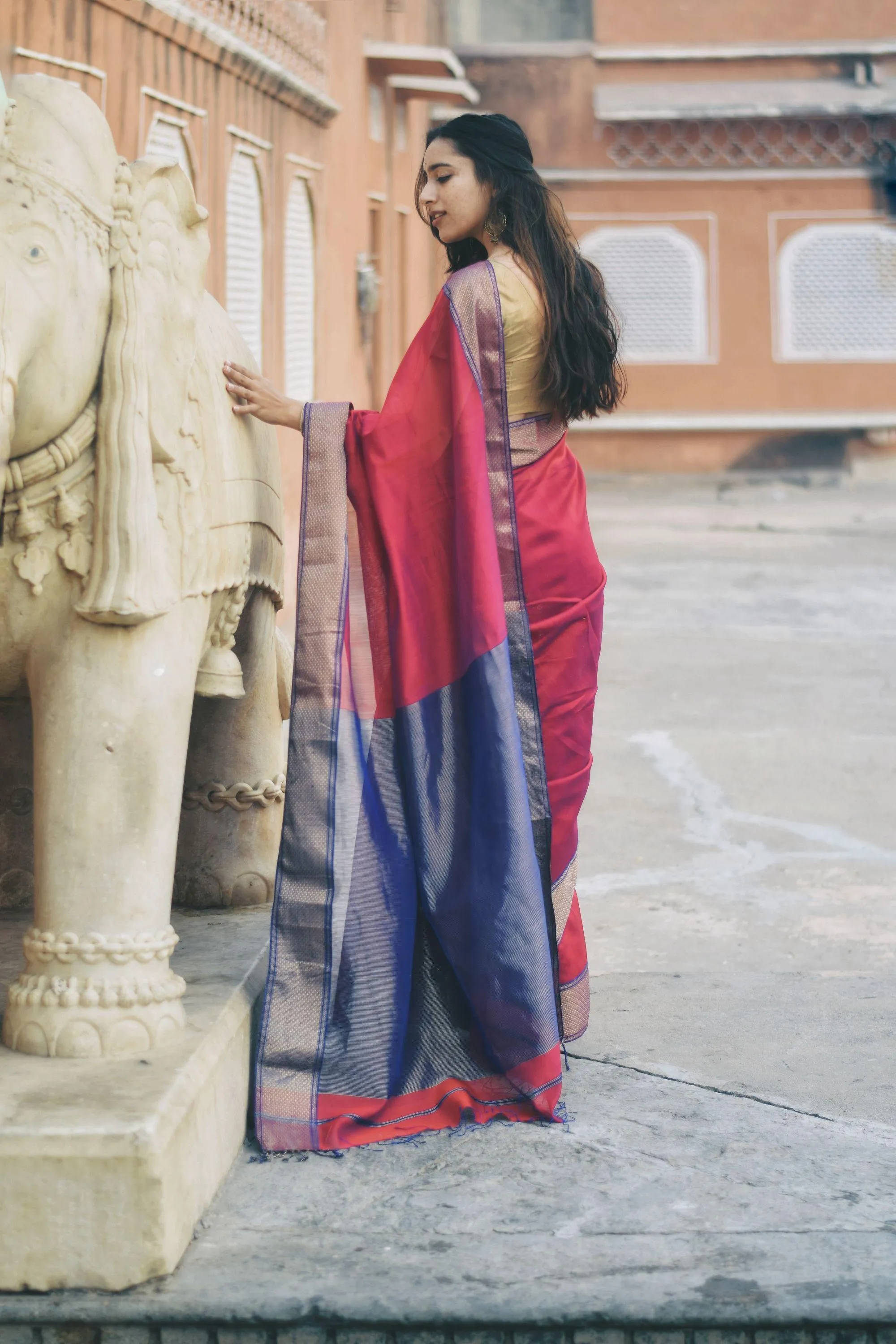 Seher - Red Maheshwari Saree