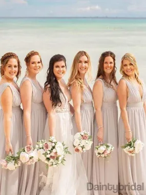 Sexy V-neck A-line Chiffon Side Slit Bridesmaid Dresses.DB10295