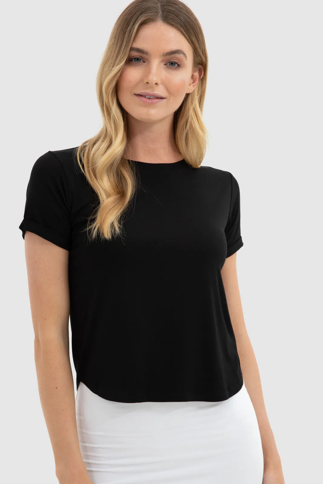 Shorter Bamboo Tee  - Black