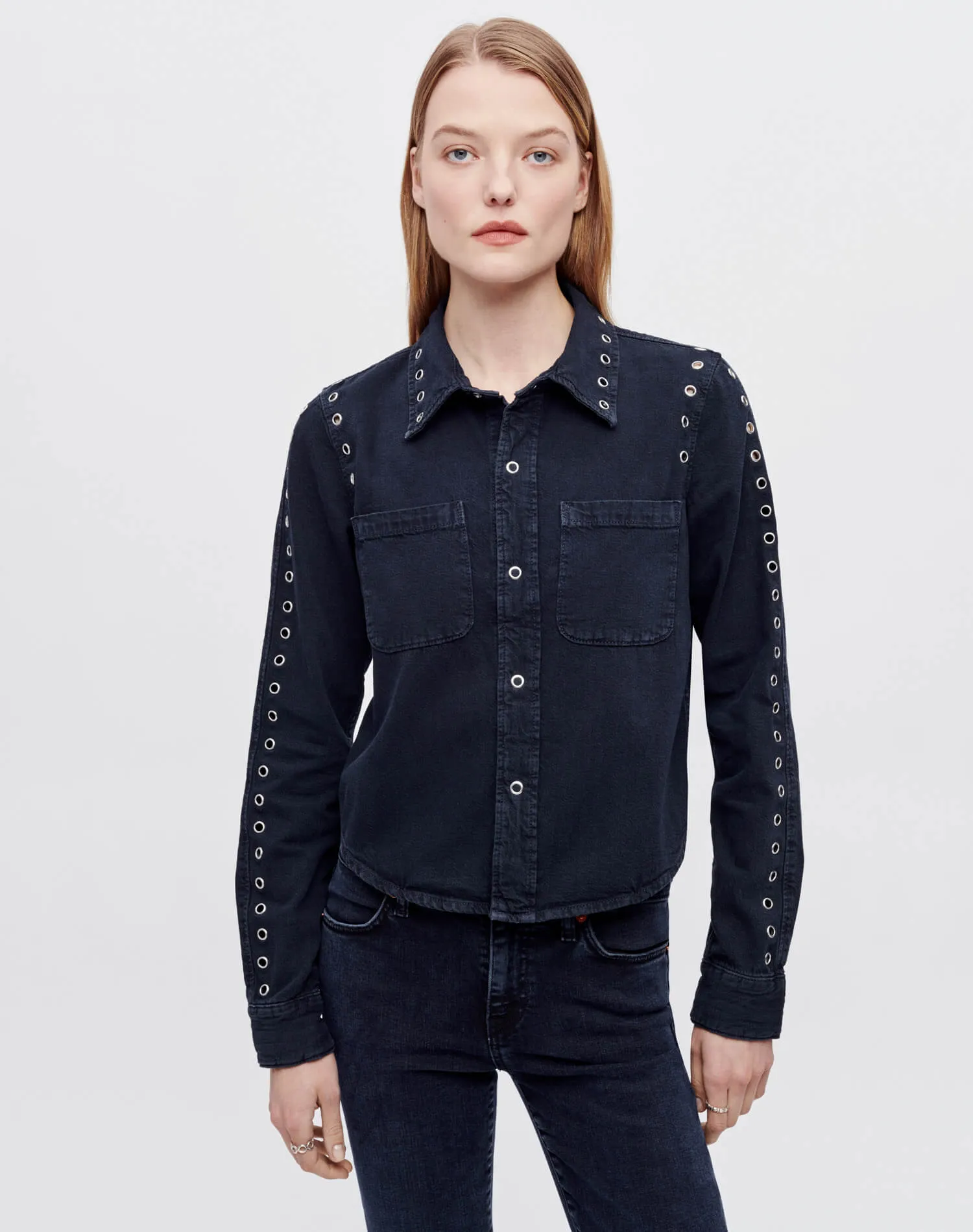 Slim Denim Shirt - Grommet Blacken Blue