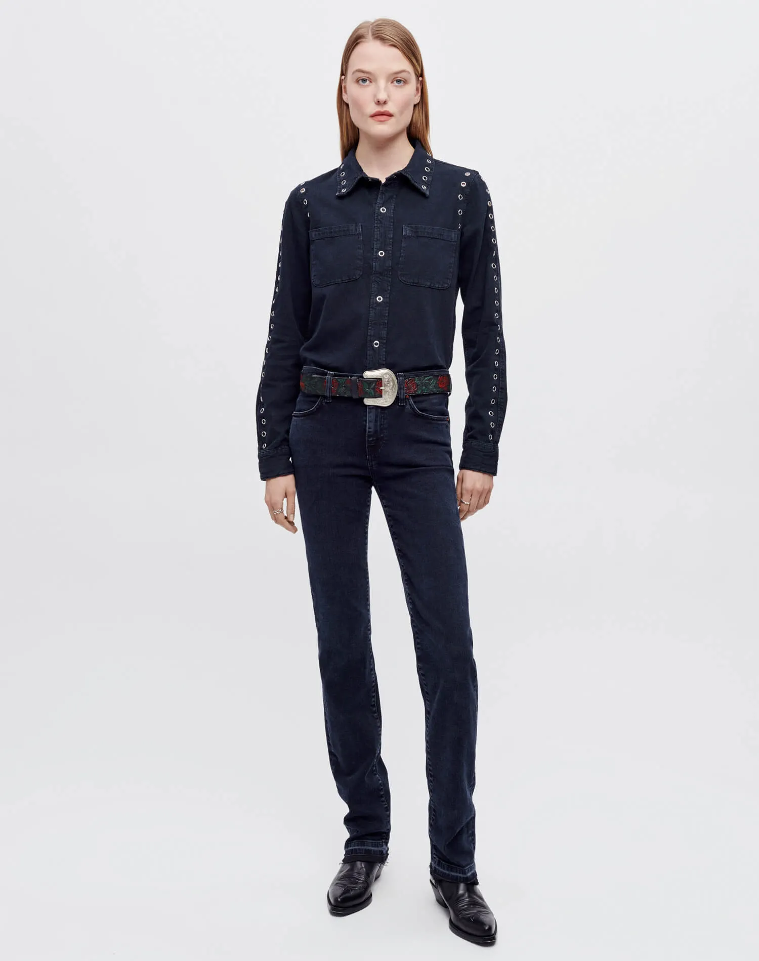 Slim Denim Shirt - Grommet Blacken Blue