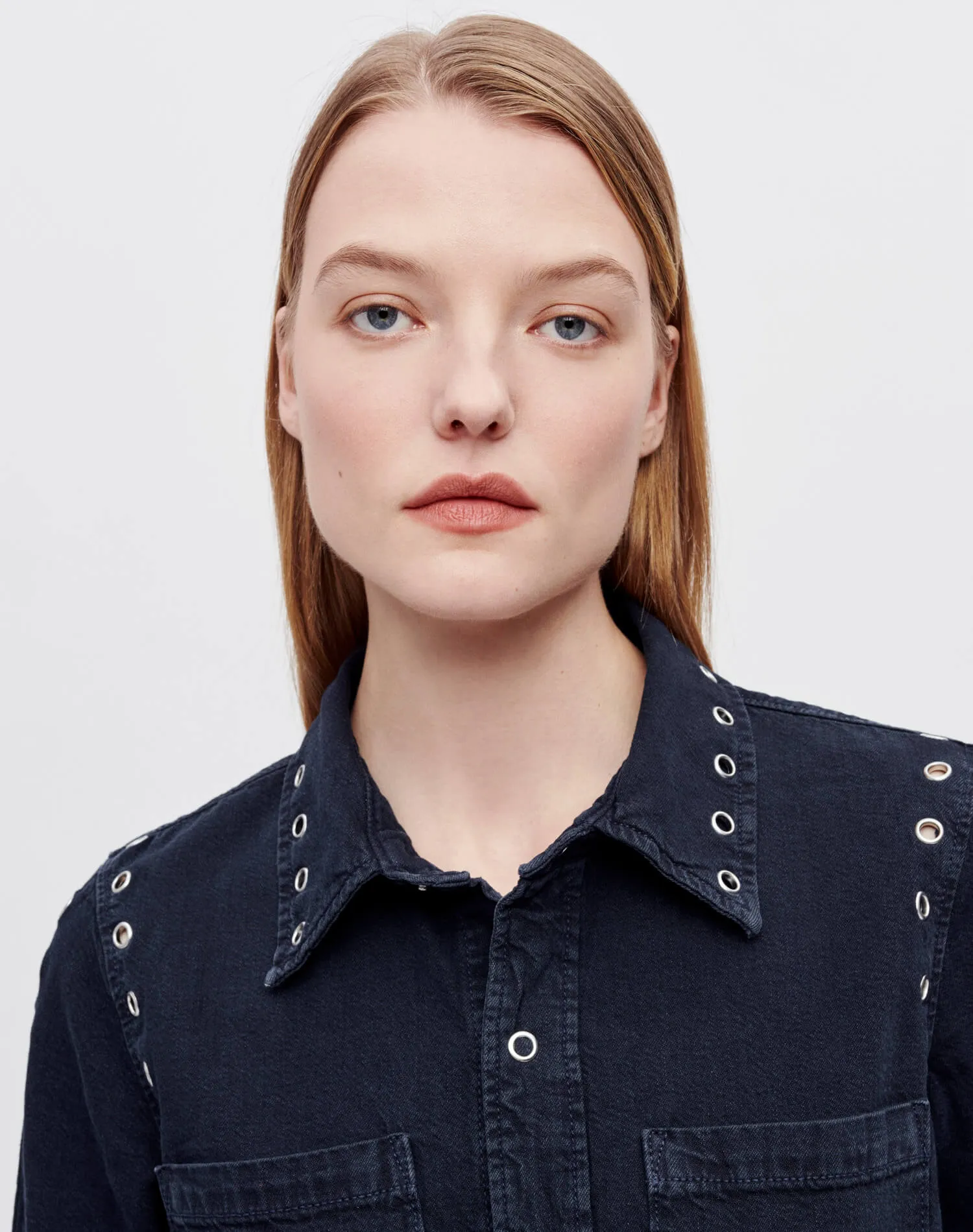 Slim Denim Shirt - Grommet Blacken Blue