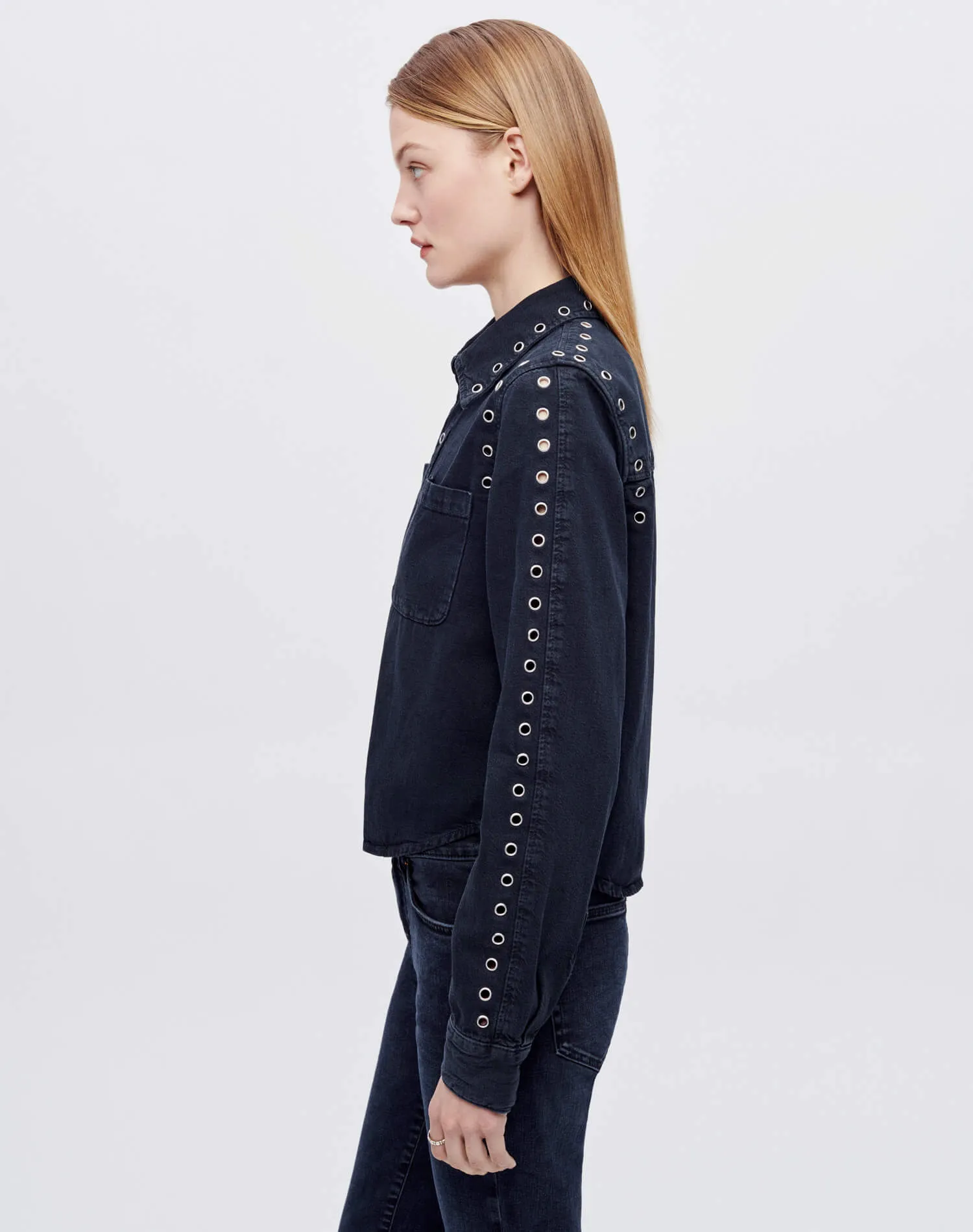 Slim Denim Shirt - Grommet Blacken Blue