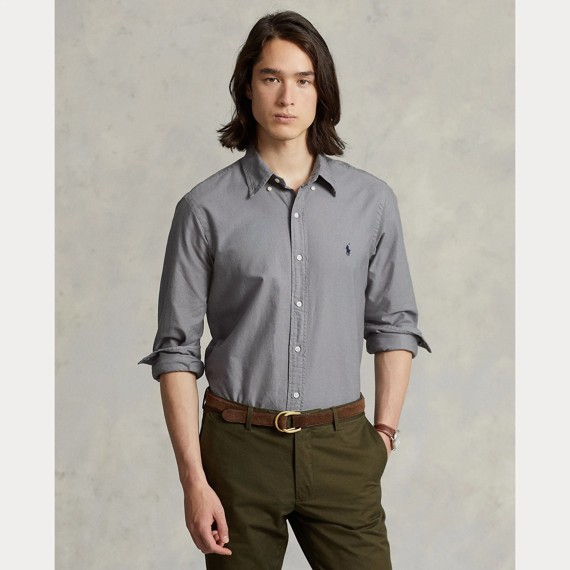 SLIM FIT GARMENT-DYED OXFORD SHIRT