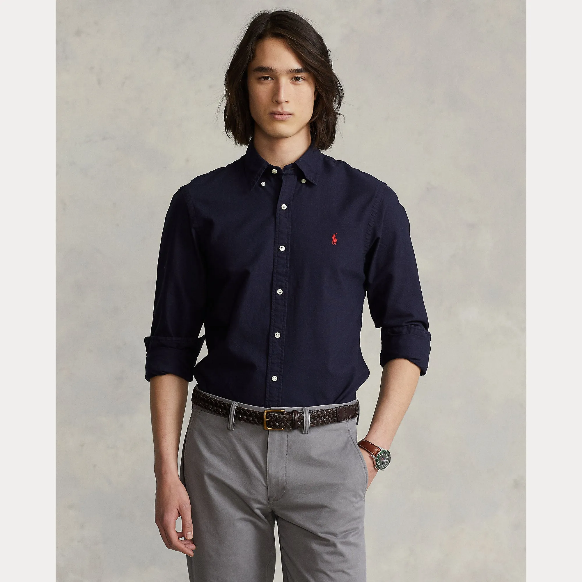 SLIM FIT GARMENT-DYED OXFORD SHIRT