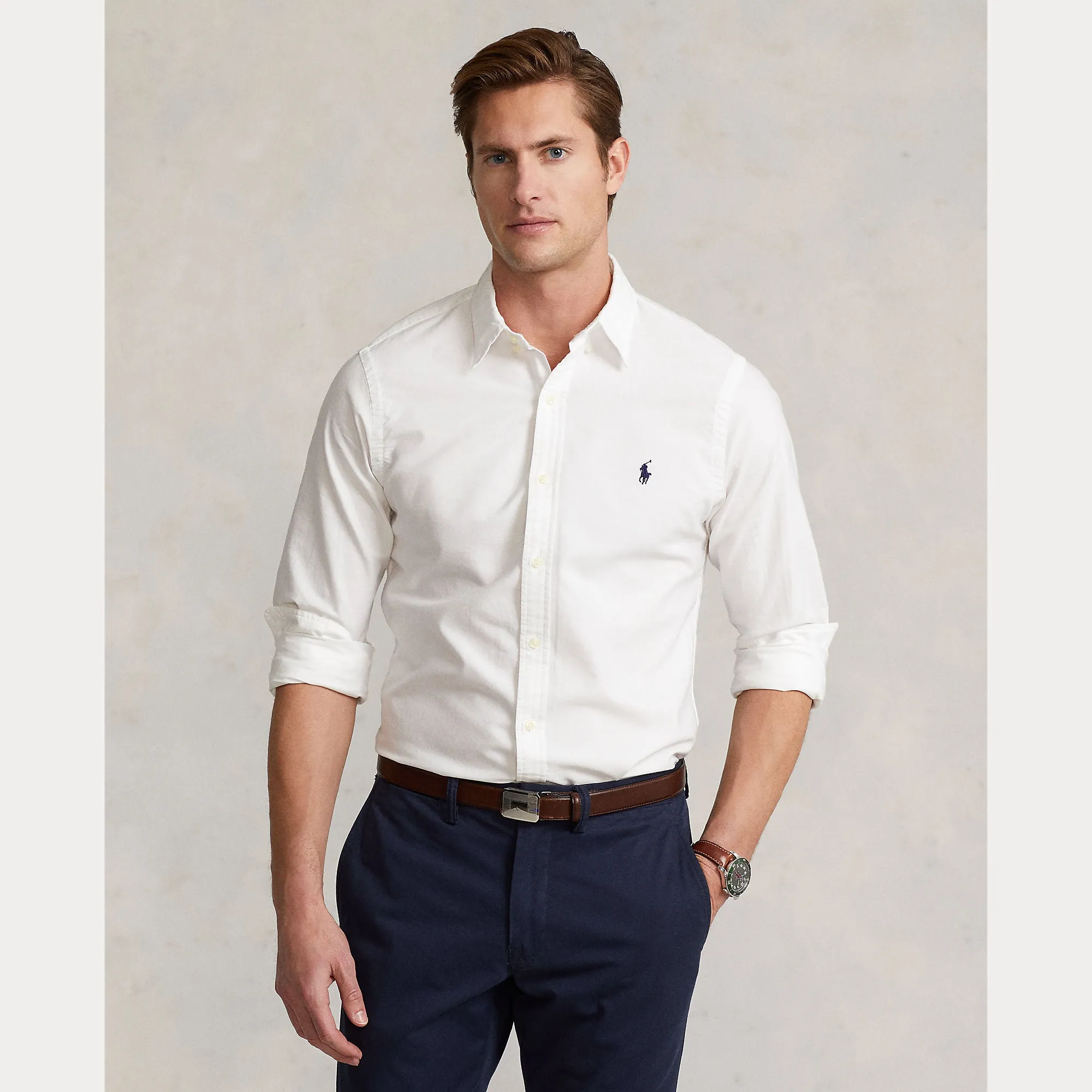 SLIM FIT GARMENT-DYED OXFORD SHIRT