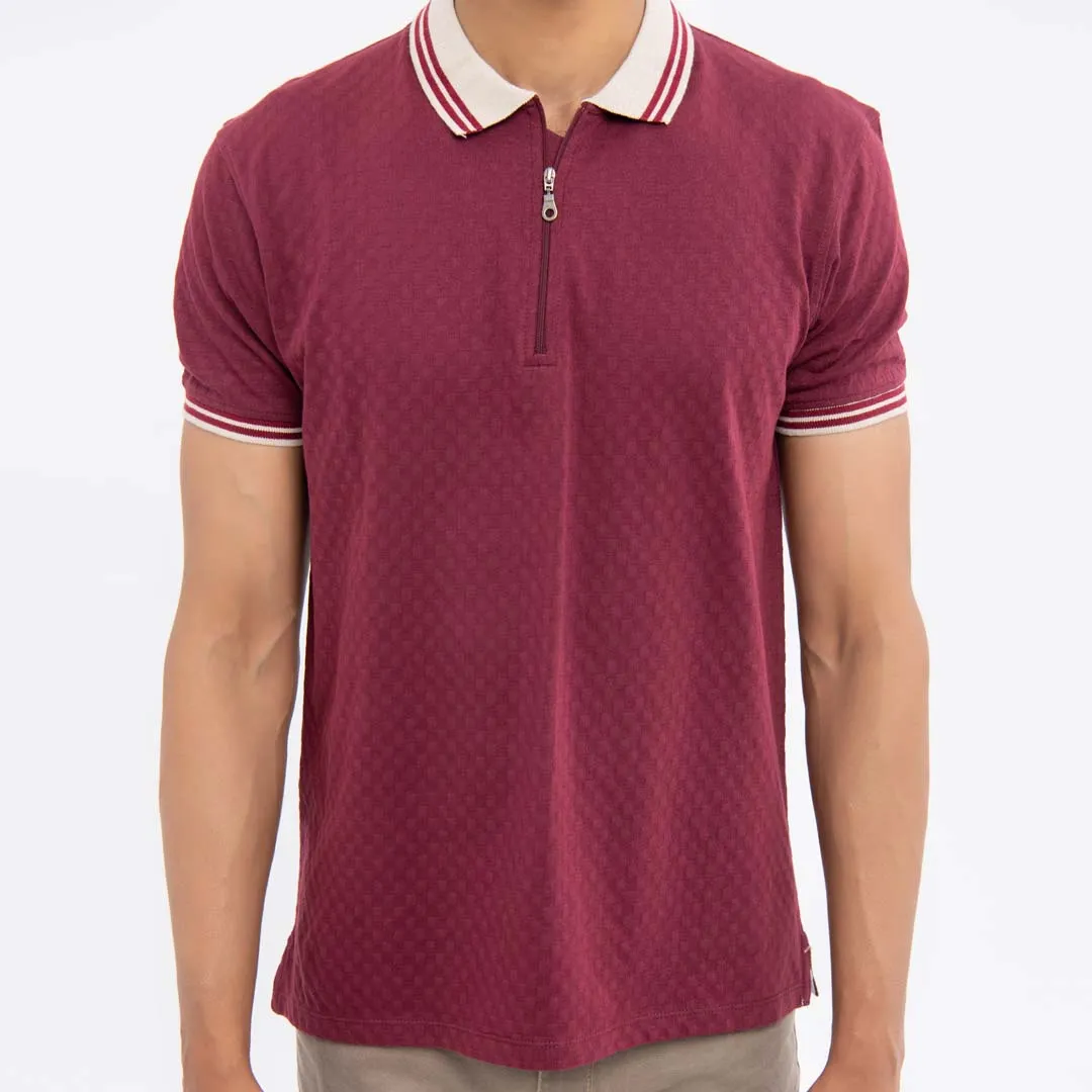 SLIM FIT HALF-ZIP POLO SHIRT