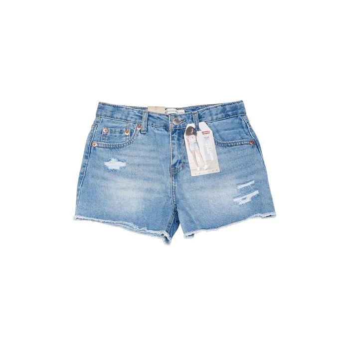 SLIM FIT SHORT DENIM WITH RIPPERS Girl Newportbeach Denim chiaro