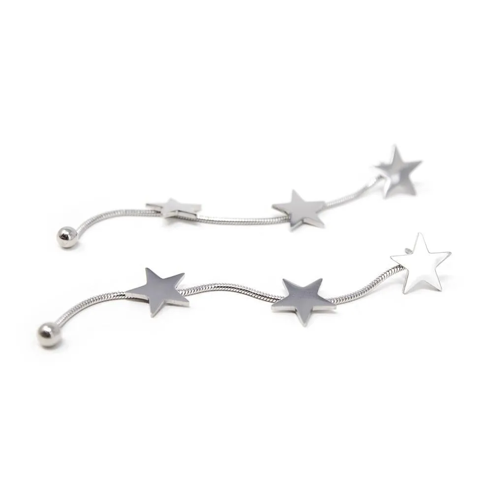 Stainless Steel Stars Post Drop Earrings