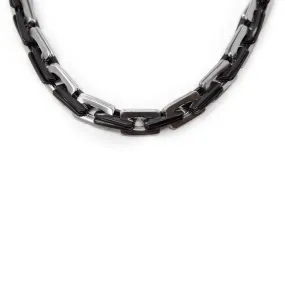 Stainless Steel Two Tone Square Link Chain Necklace