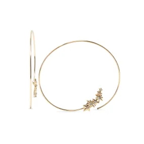 Stars Pull Through Hoop Earrings Gold Tone