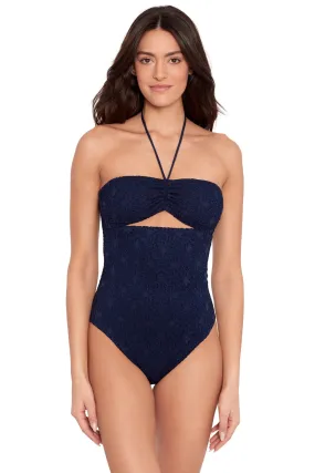 Textured Bandeau One Piece Swimsuit