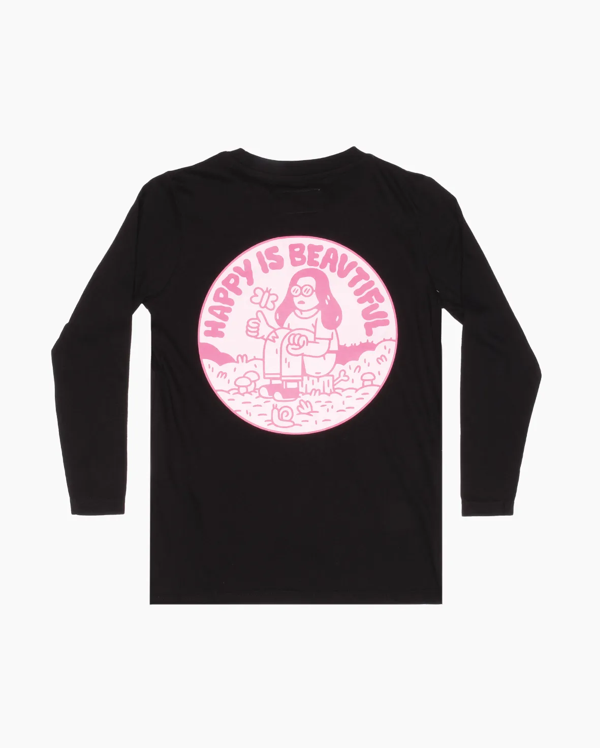 TGC Happy Is Beautiful Black LS Tee