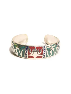 Tibetan Om Lotus Inlaid Bracelet