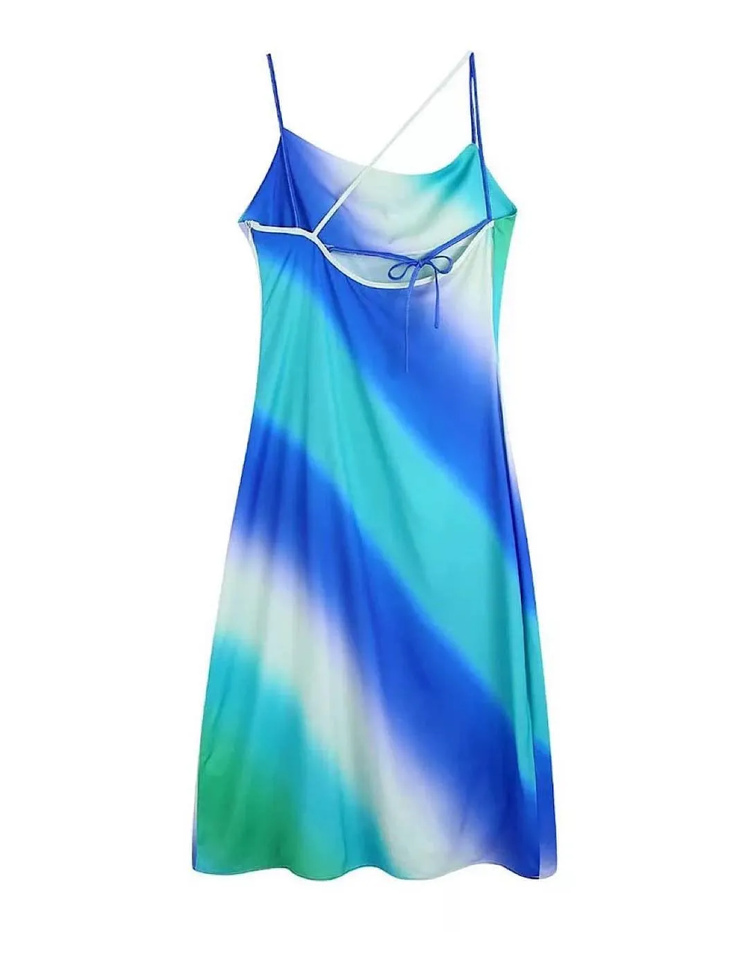 Tie Dye Satin Backless Dress