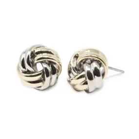 Two Tone Knot Stud Earrings