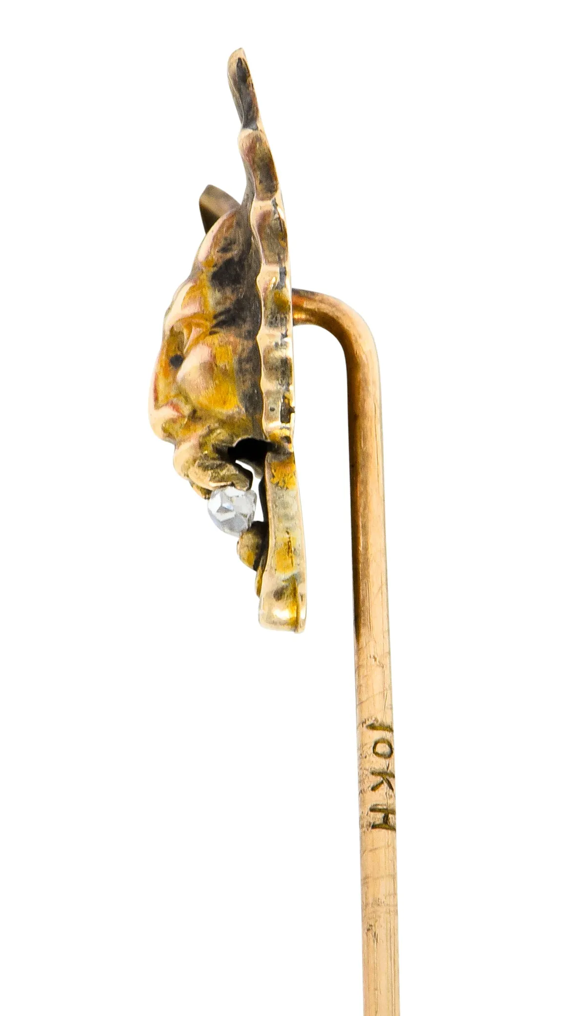 Victorian Diamond 10 Karat Gold Winged Devil Stickpin