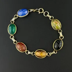 Vintage Beetle Bug Scarab Gold Fill Bracelet