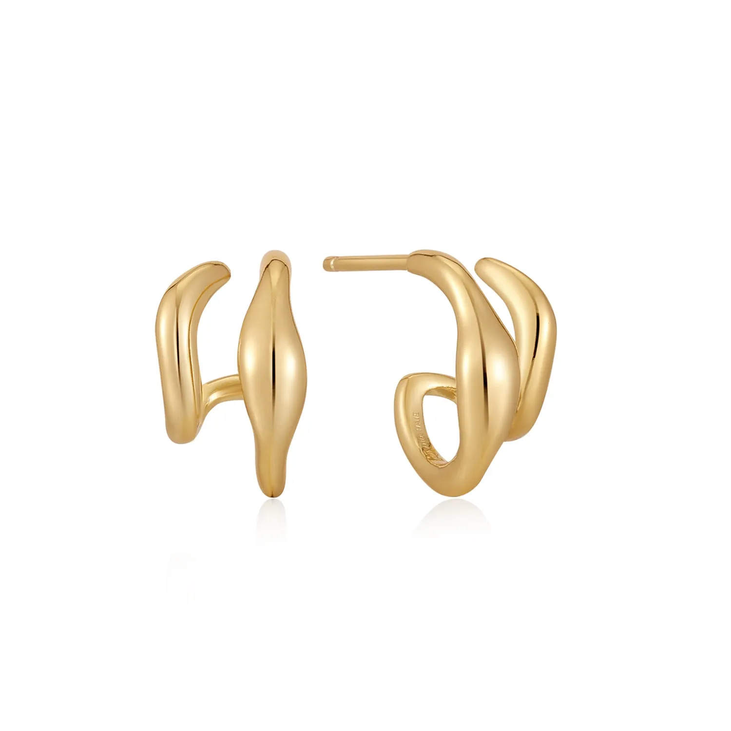 Wave Double Hoop Stud Earrings