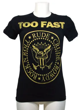 Women's Black T-shirt Slashback Too Fast